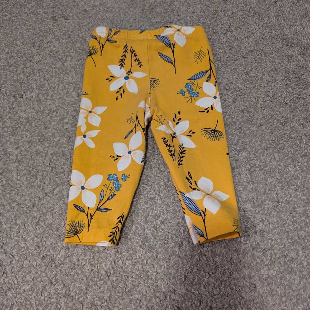 3 For $12 Carter's Yellow Floral Kids Leggings - Picture 4 of 4
